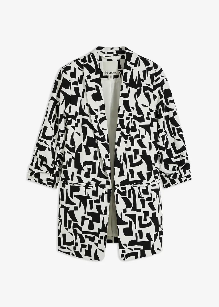 bedruckter Longblazer in weiß von vorne - bonprix