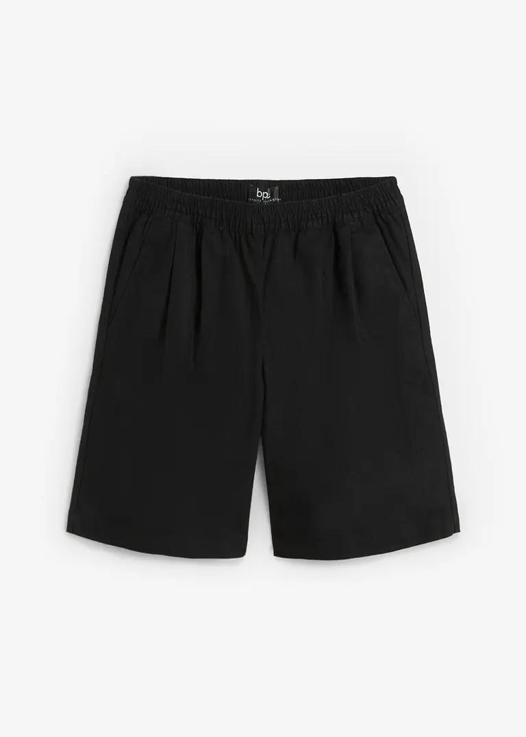 Bermuda aus Leinen-Baumwoll-Mix in schwarz von vorne - bonprix
