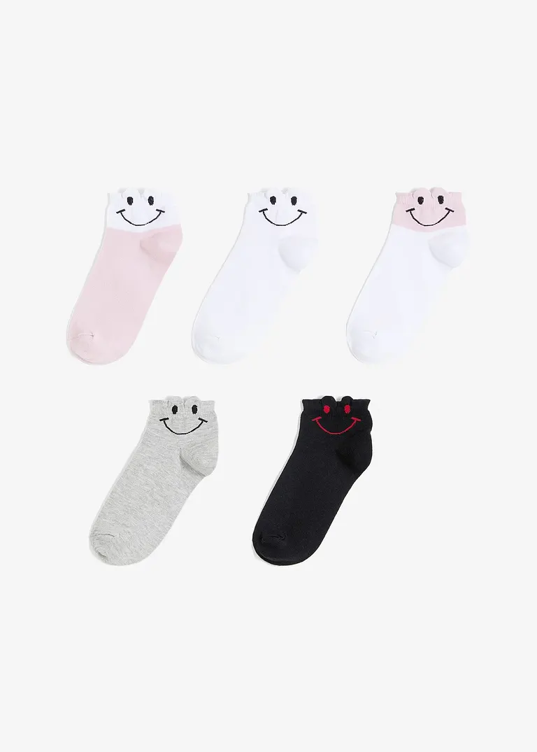 Kurzsocken mit Bio-Baumwolle (5er Pack) in schwarz von vorne - bonprix