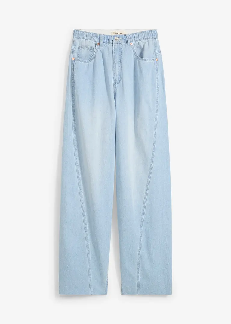 Balloon-Jeans, High Waist, Super Soft in blau von vorne - bonprix