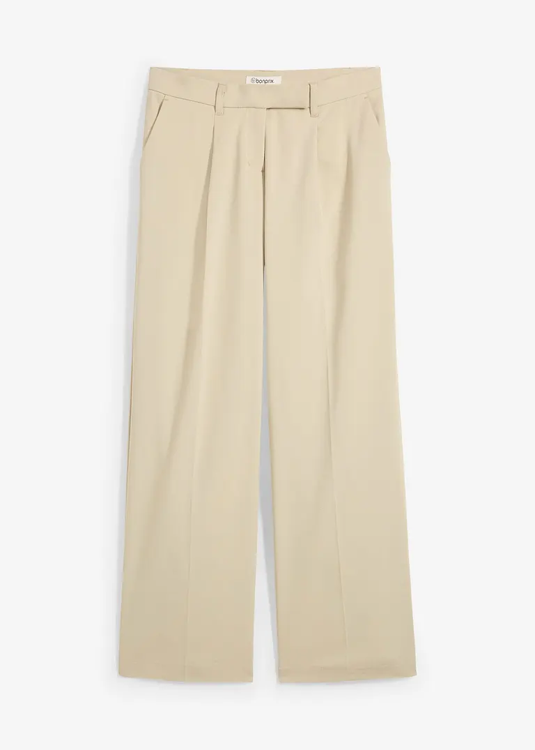 Bundfaltenhose mit hohem Bund in grün von vorne - bonprix