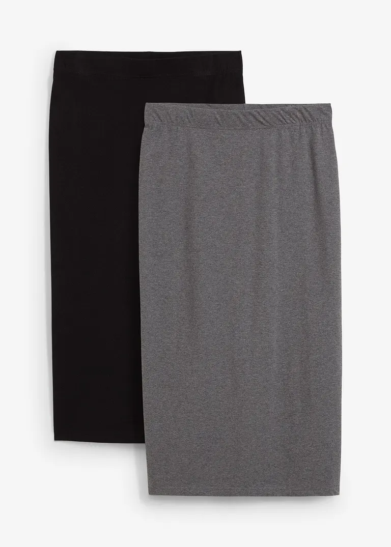 Bleistift Jersey-Rock  (2er Pack) in schwarz von vorne - bonprix