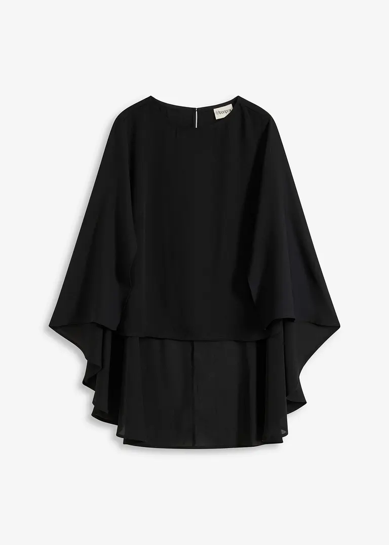 Cape Tunika in schwarz von vorne - bonprix