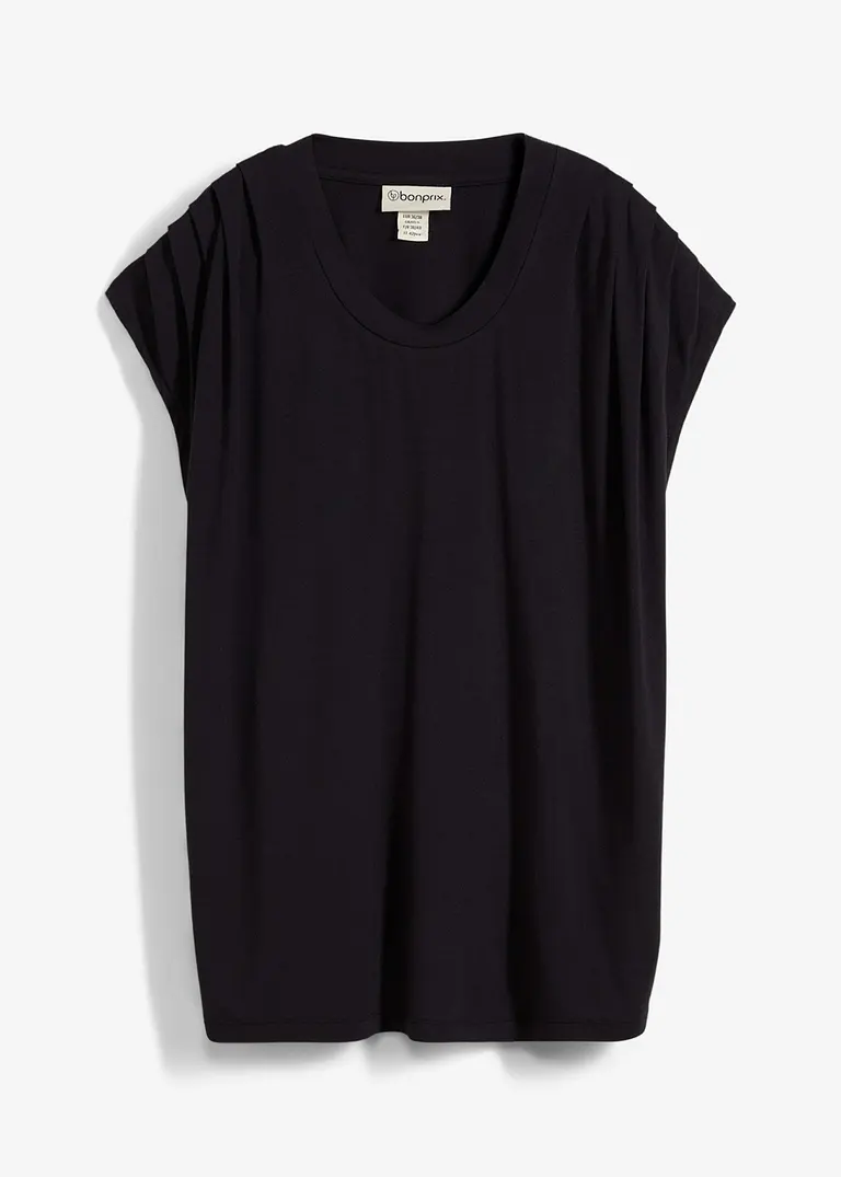 Shirt aus fließendem Viskose-Mix in schwarz von vorne - bonprix