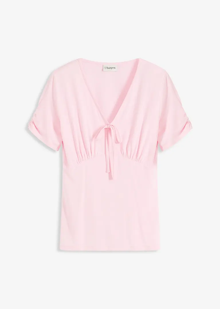 Shirt mit Raffung in rosa von vorne - bonprix