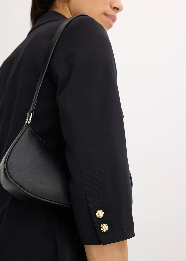 3/4-Arm Longblazer in schwarz (Detailaufnahme) - bonprix