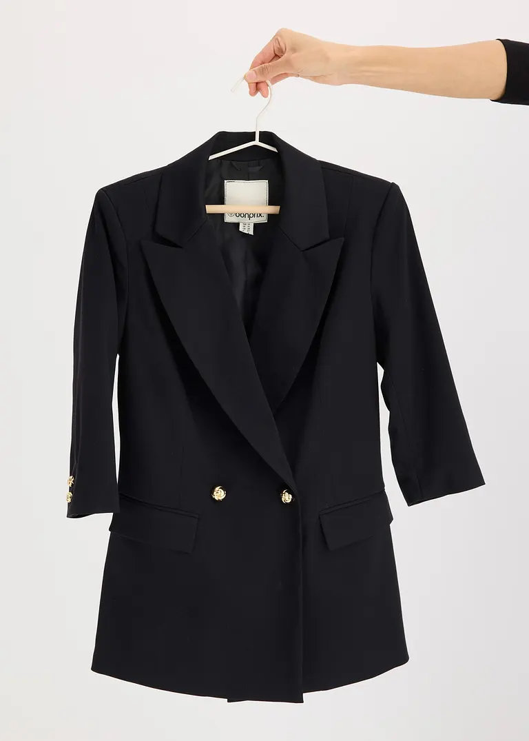3/4-Arm Longblazer in schwarz (im Anschnitt) - bonprix
