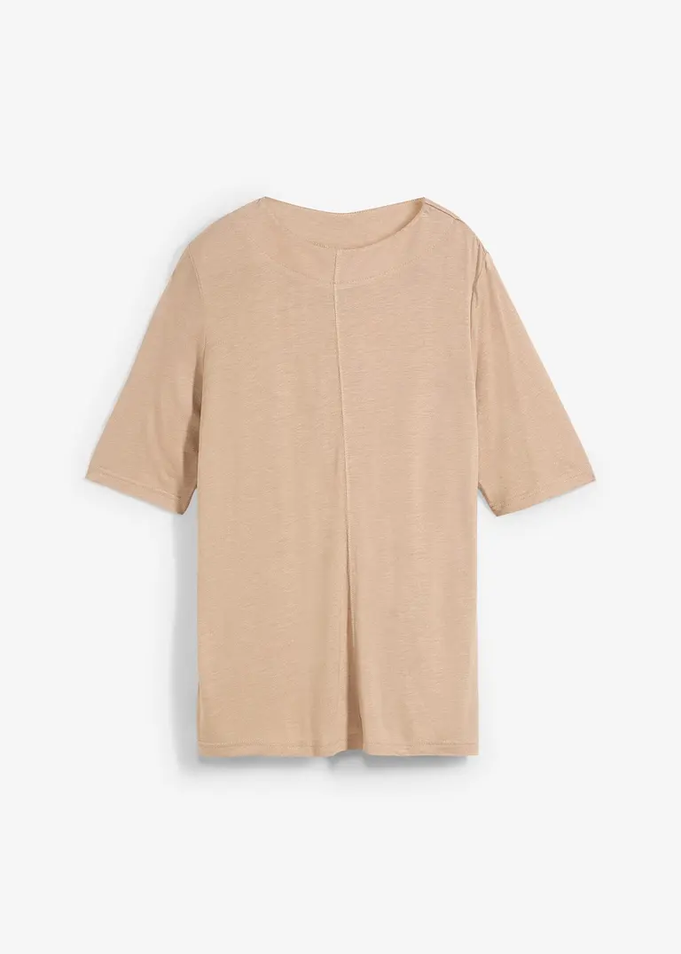 T-Shirt aus feiner Viskose in beige von vorne - bonprix
