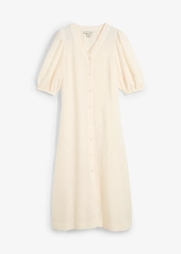 Ausgestelltes Midi-Kleid in beige von vorne - bonprix