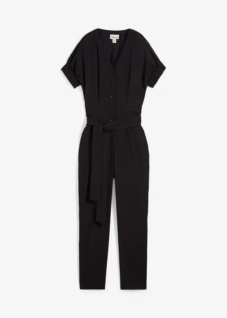 Jumpsuit in schwarz von vorne - bonprix