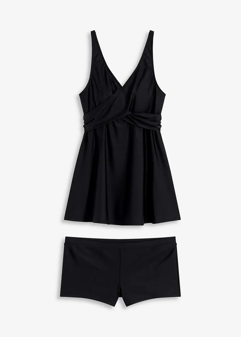 Long Tankini (2-tlg.Set) in schwarz von vorne - bonprix