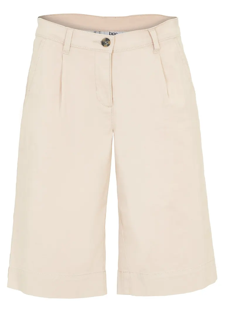Weite Twill-Shorts in beige von vorne - bonprix
