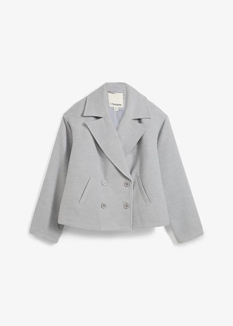 Cabanjacke, Wollimitat in grau von vorne - bonprix