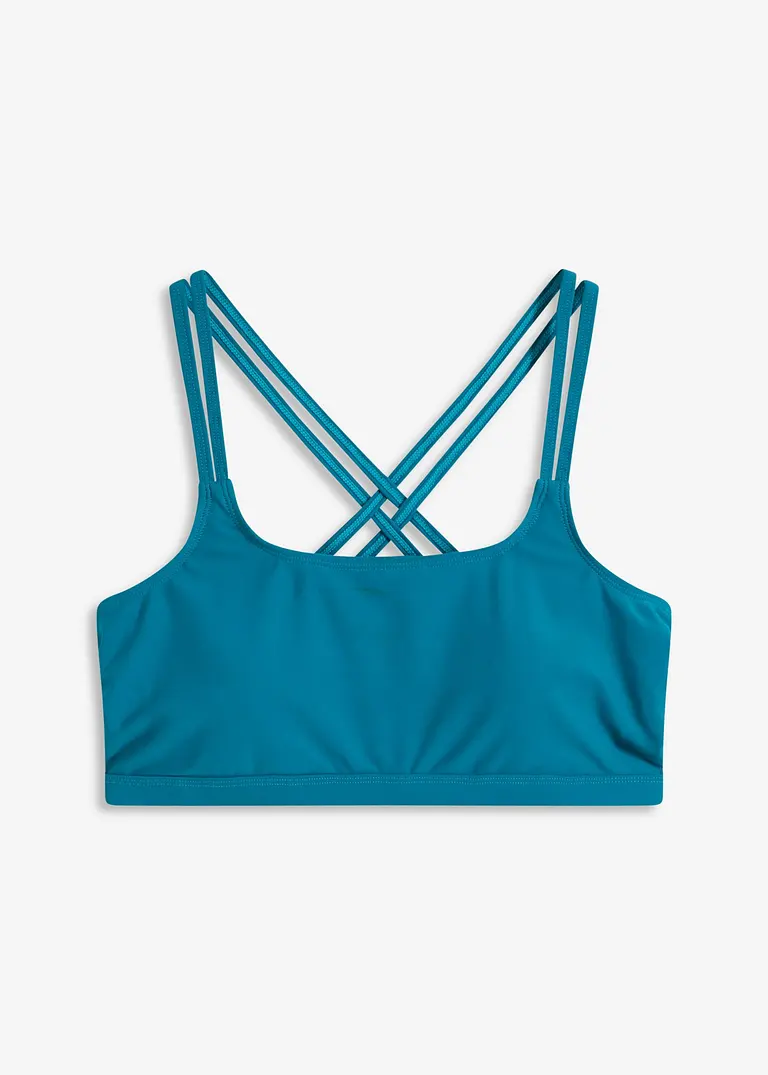 Bustier-Bikinioberteil mit gekreuzten Trägern in petrol von vorne - bonprix