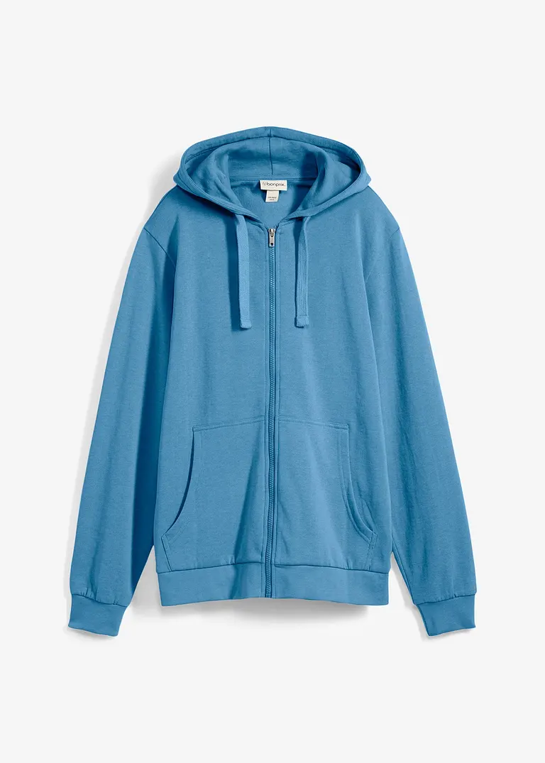 Kapuzen-Sweatjacke mit Reißverschluss in blau von vorne - bonprix