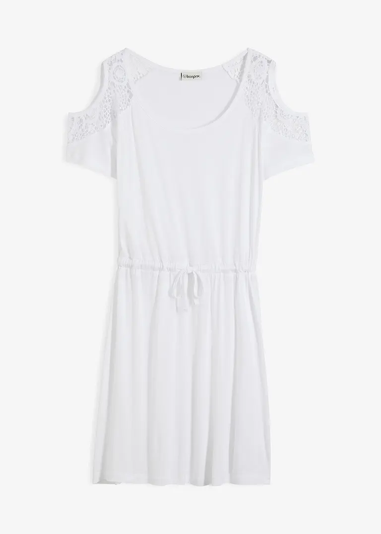 Transparentes Strandkleid aus Viskose in weiß von vorne - bonprix