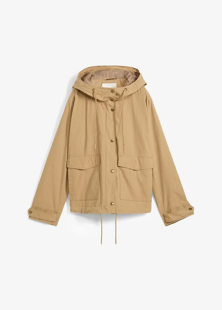 Übergangsjacke mit Kapuze in braun von vorne - bonprix