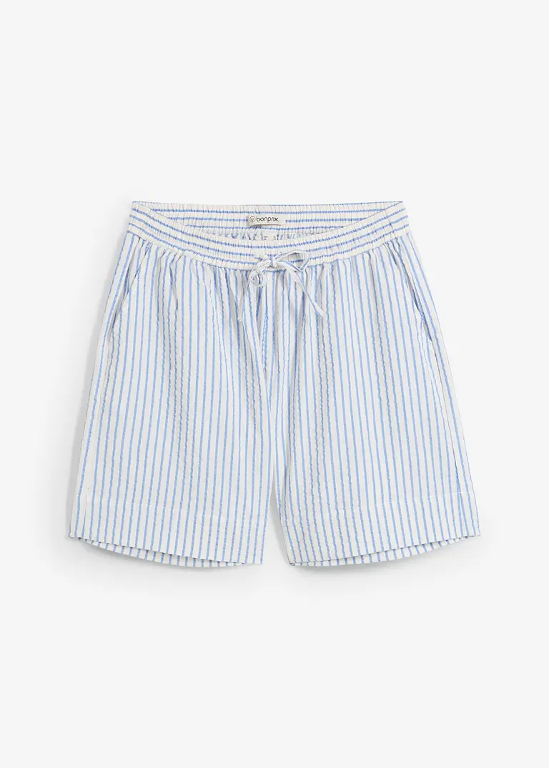 Shorts aus reiner Baumwolle in blau von vorne - bonprix