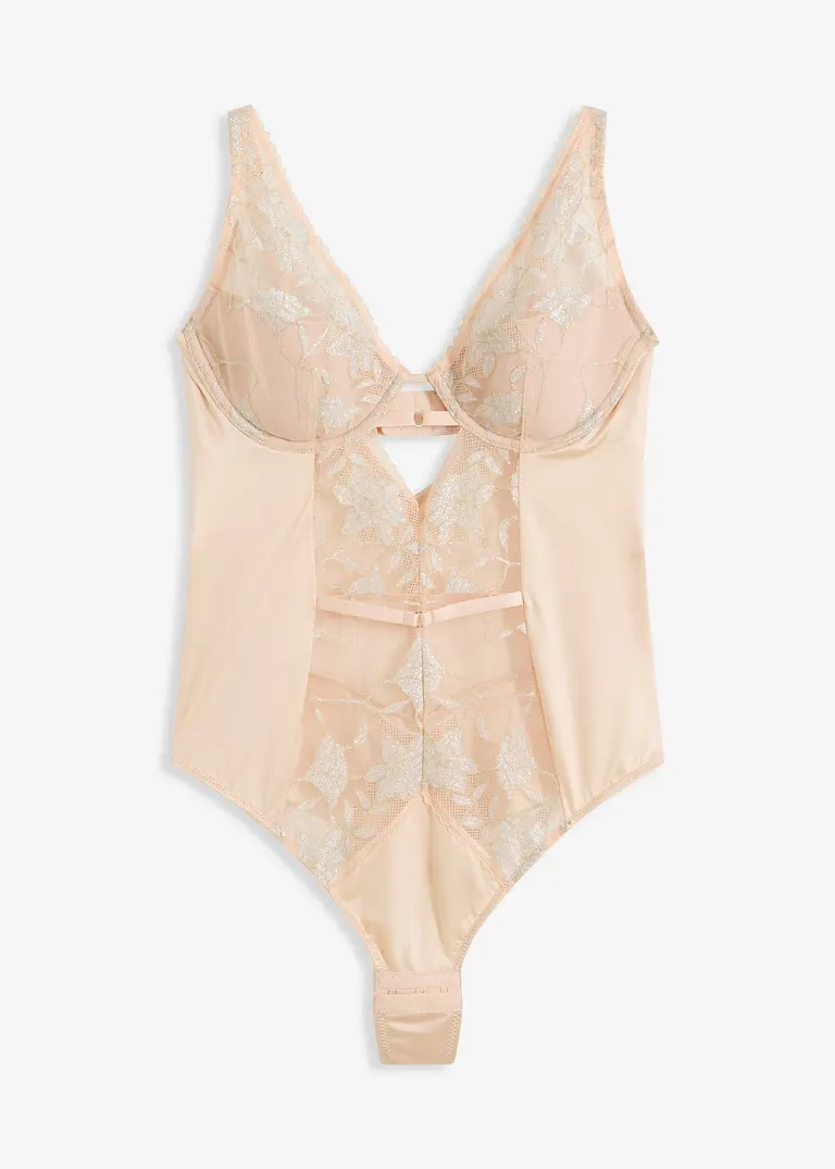 Stringbody mit Bügel und Glanzeffekt in rosa von vorne - bonprix