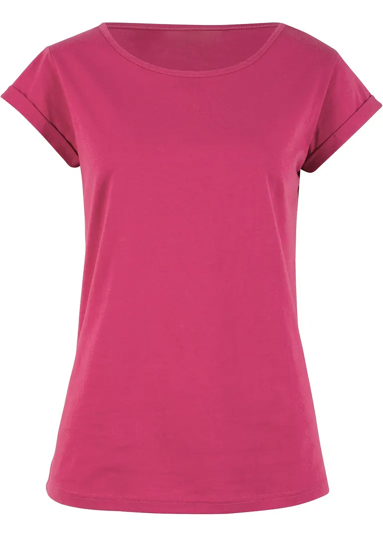 T-Shirt aus reiner Baumwolle in pink von vorne - bonprix