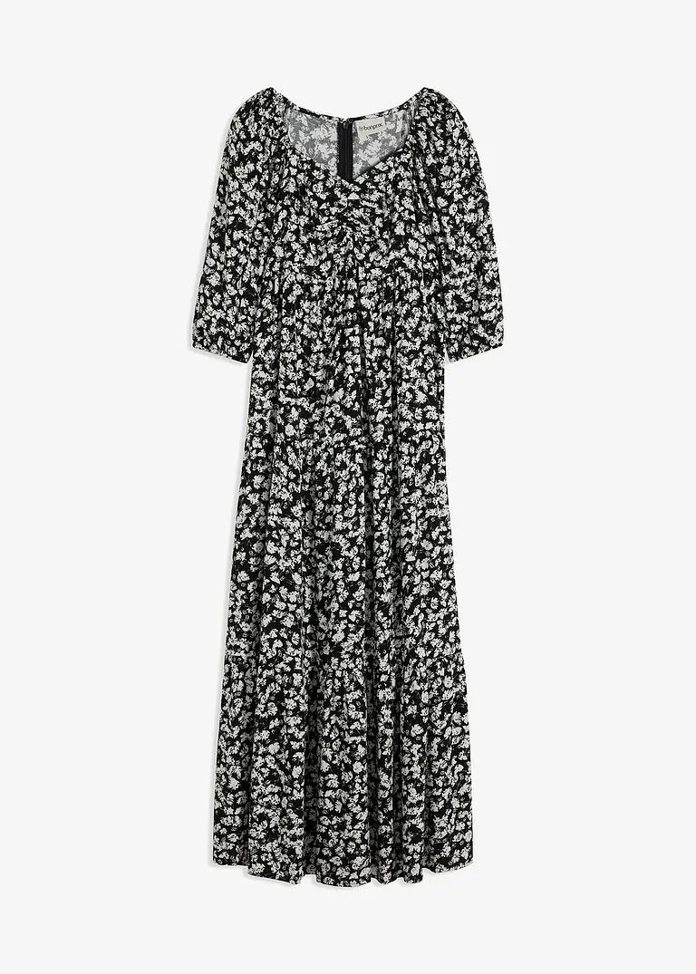 bedrucktes Maxikleid in schwarz von vorne - bonprix