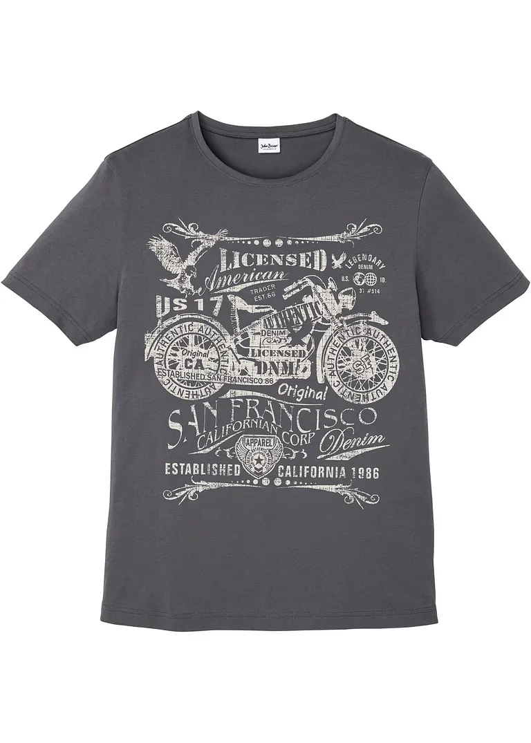 T-Shirt aus reiner Baumwolle in grau von vorne - bonprix