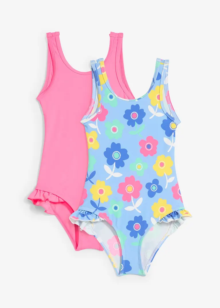 Badeanzug (2er Pack) in pink von vorne - bonprix