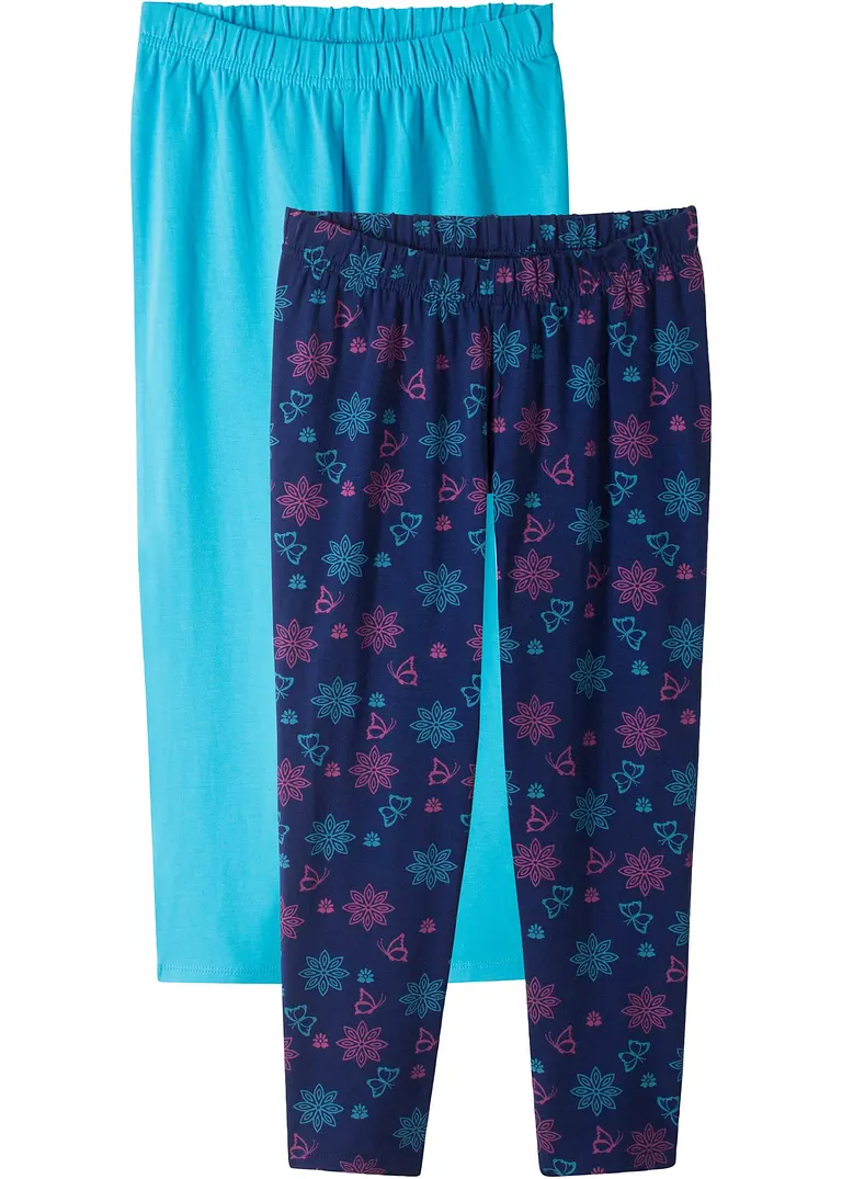 Capri-Leggings mit Bio-Baumwolle (2er Pack) in blau von vorne - bonprix