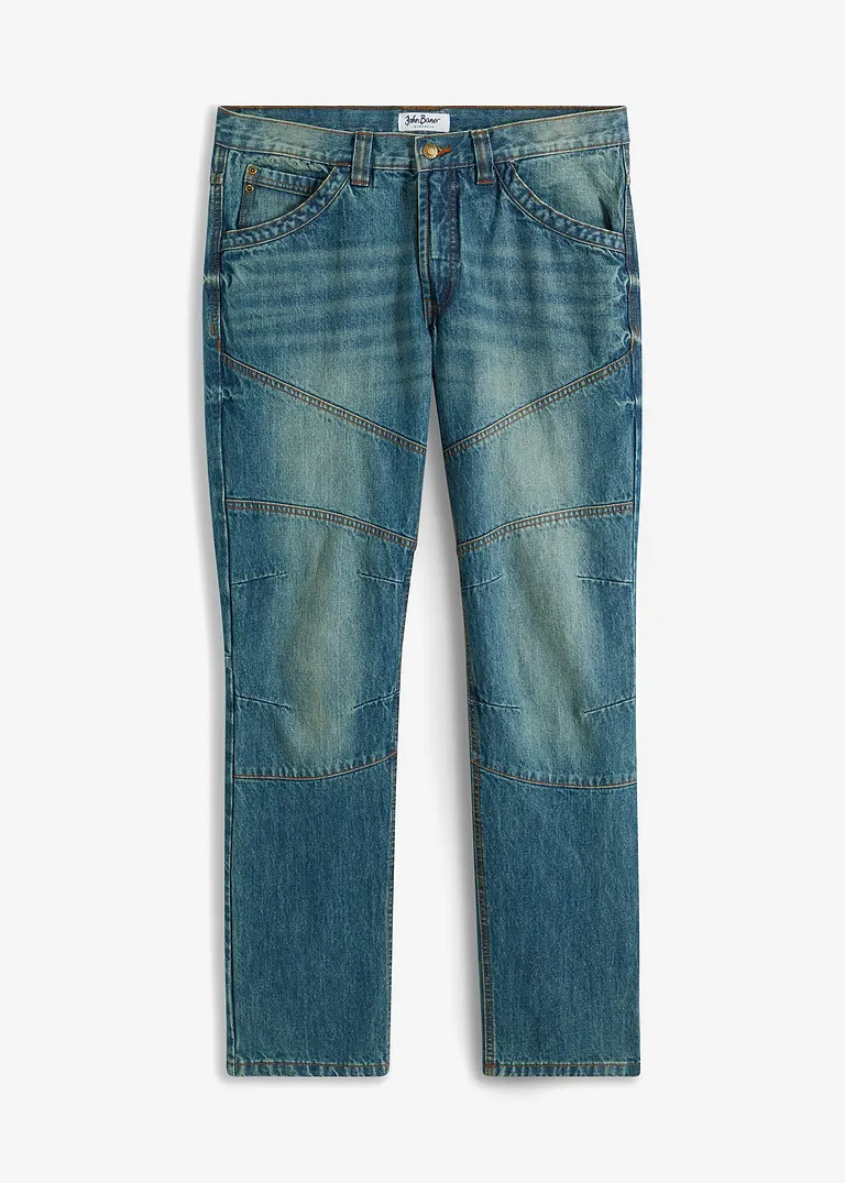 Regular Fit Jeans aus stabilem Denim, Straight in blau von vorne - bonprix