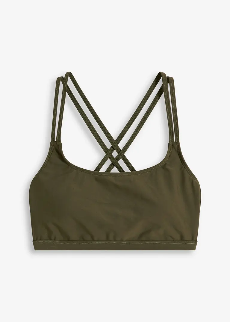 Bustier-Bikinioberteil mit gekreuzten Trägern in grün von vorne - bonprix