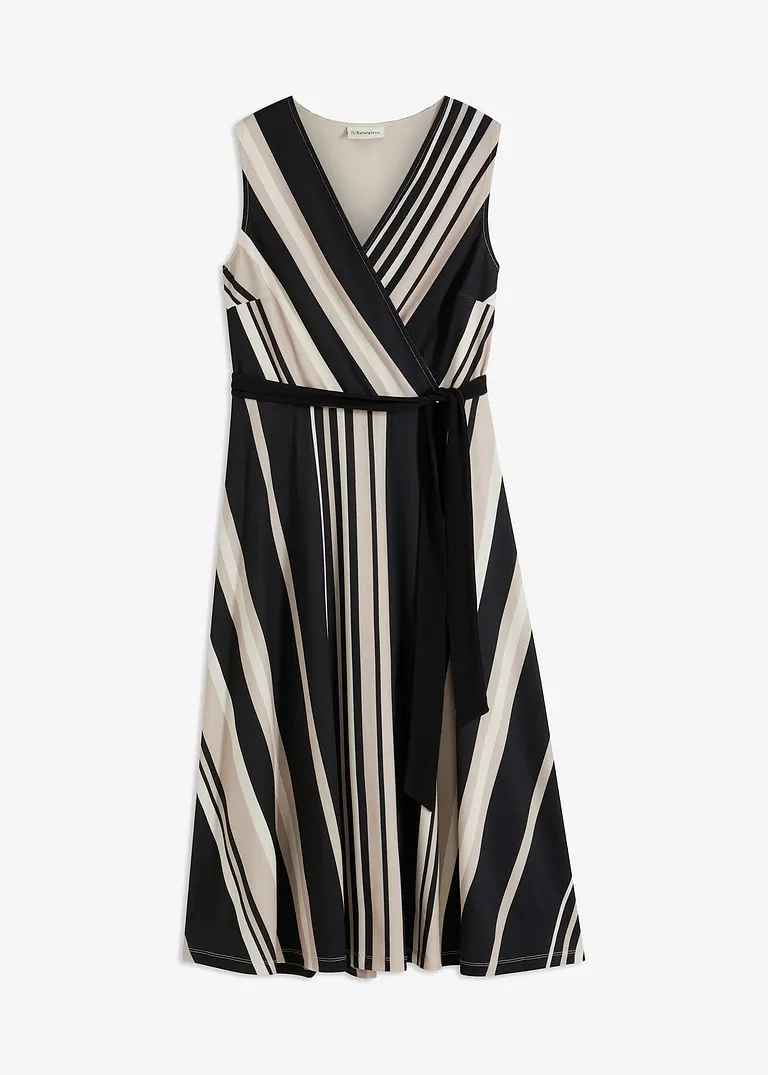 Shirtkleid mit Bindeband in schwarz von vorne - bonprix