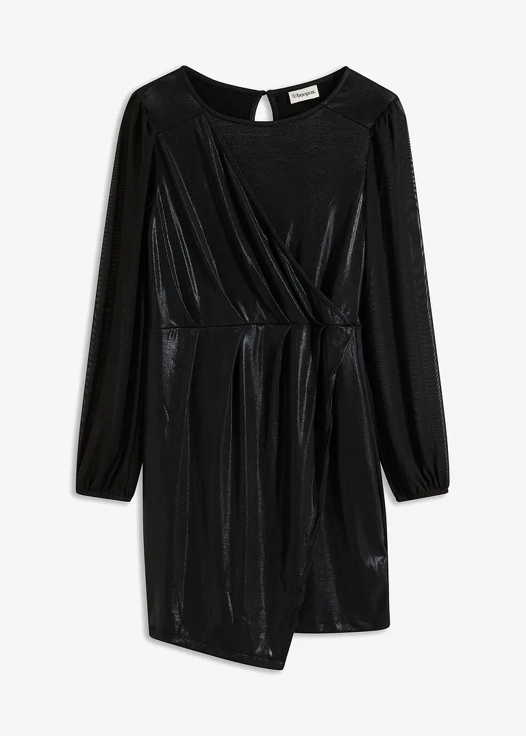 Minikleid mit Drapierung in schwarz von vorne - bonprix