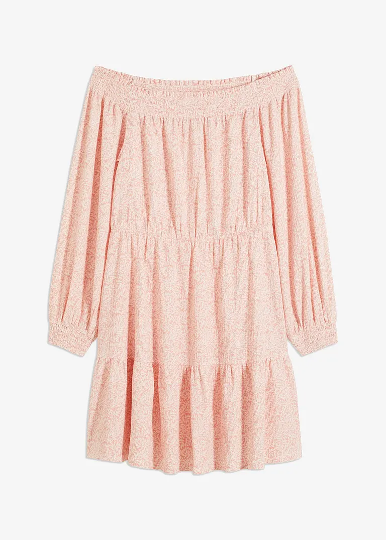 bedrucktes Carmen-Kleid in rosa von vorne - bonprix