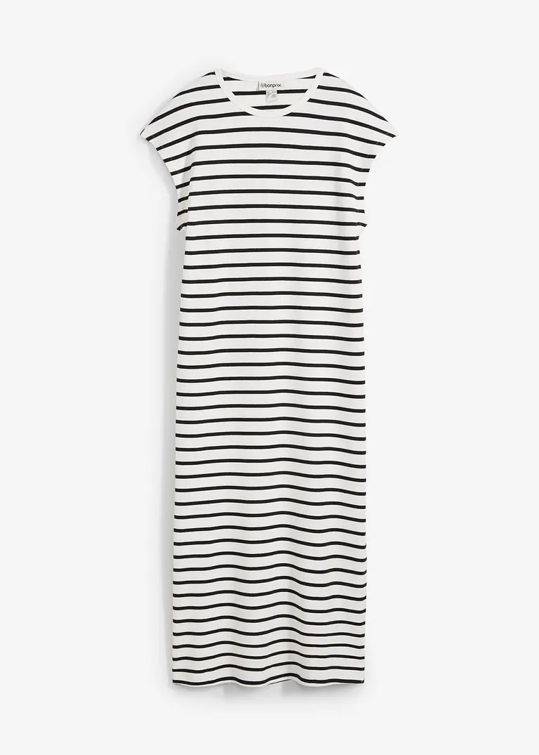 Jerseykleid aus reiner Baumwolle in weiß von vorne - bonprix