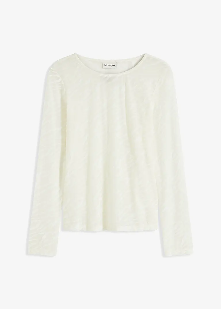 Langarmshirt mit leichter Transparenz in weiß von vorne - bonprix