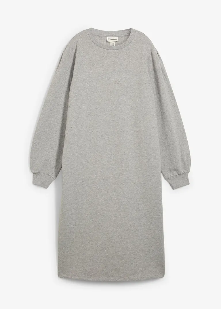 Sweatkleid mit Puffärmeln in grau von vorne - bonprix
