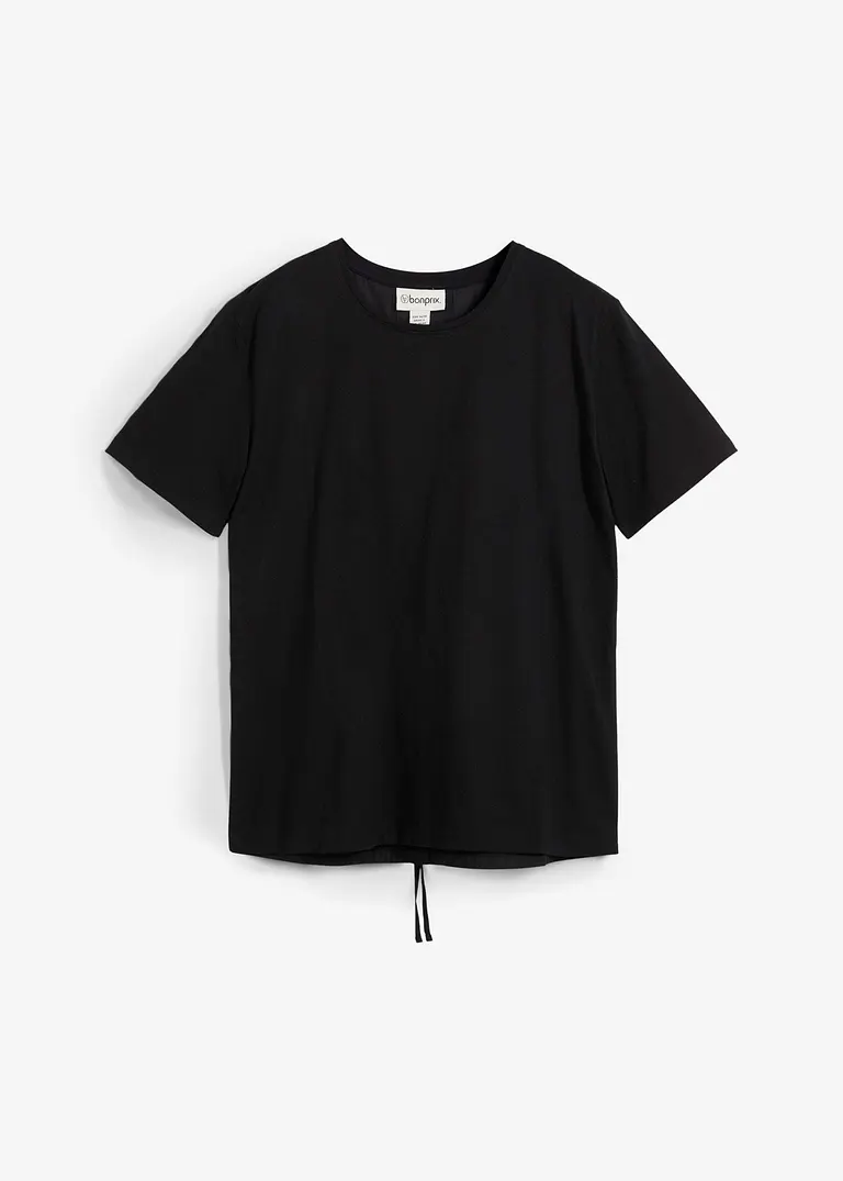 Shirtbluse mit Bindedetail in schwarz von vorne - bonprix