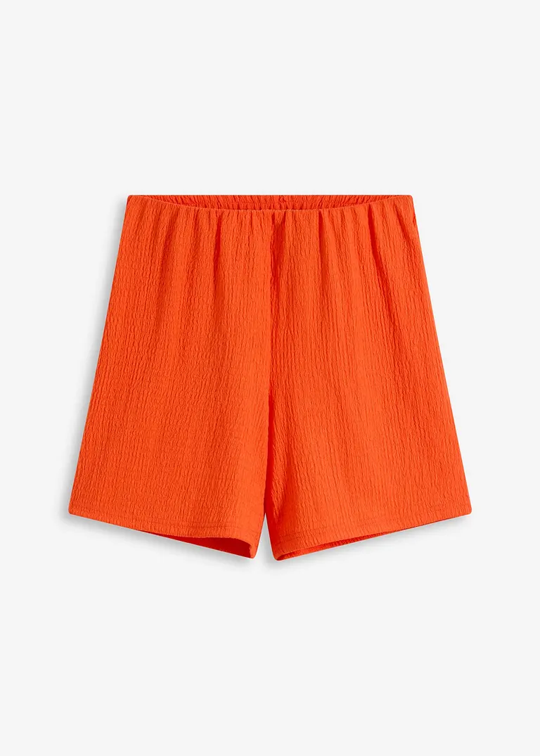 Jersey-Shorts aus leichtem Crêpe in orange von vorne - bonprix
