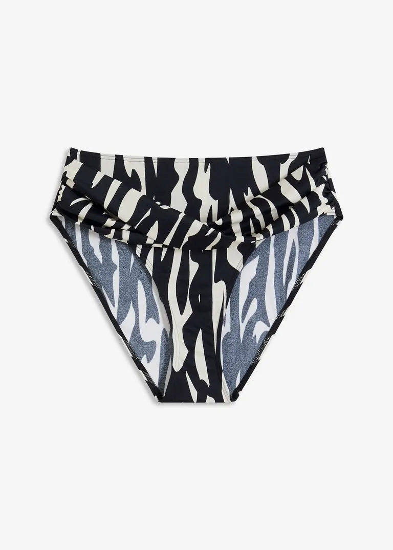 High waist Bikinihose mit hohem Beinausschnitt in schwarz von vorne - bonprix