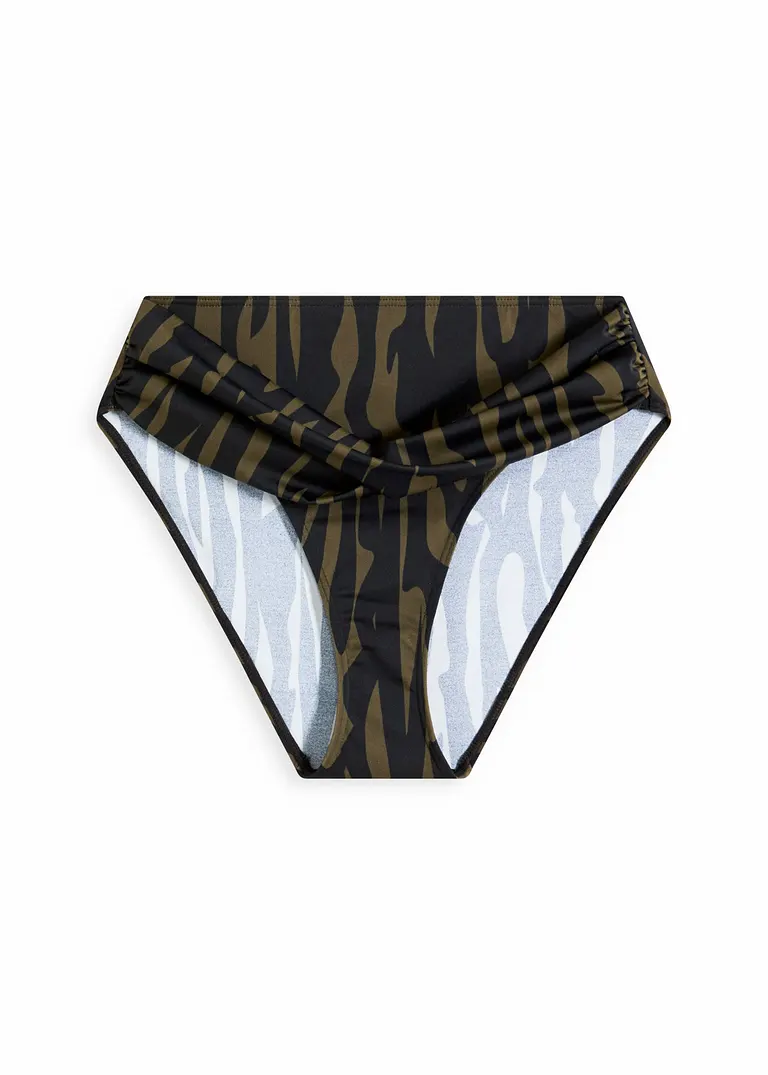 High waist Bikinihose mit hohem Beinausschnitt in schwarz von vorne - bonprix