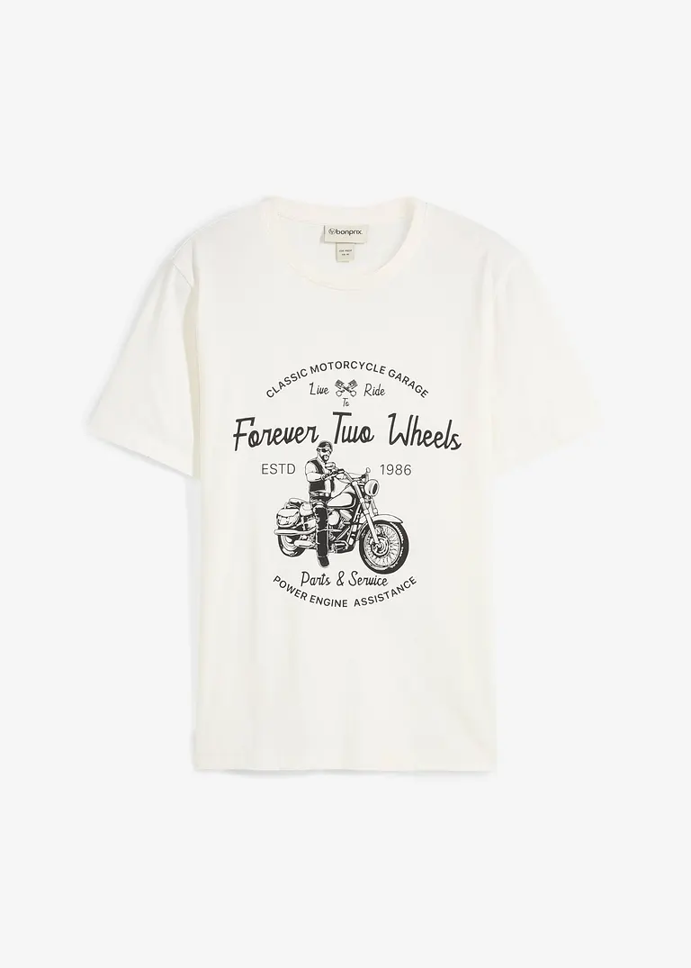 T-Shirt aus reiner Bio-Baumwolle in weiß von vorne - bonprix