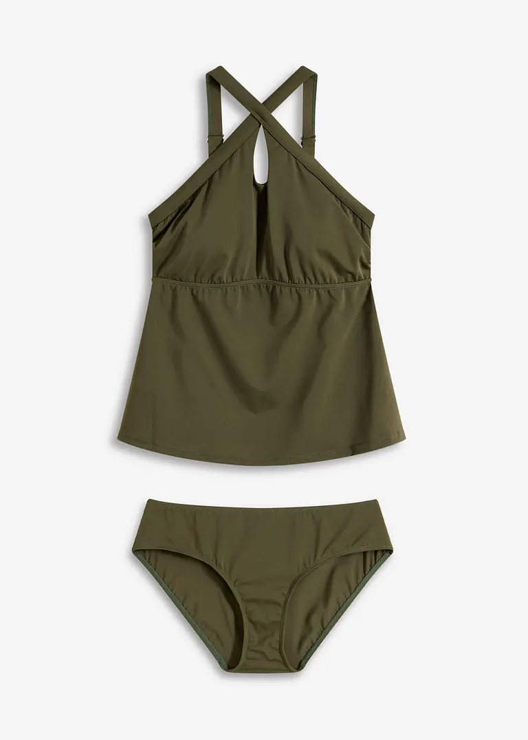 Tankini (2-tlg.Set) in grün von vorne - bonprix