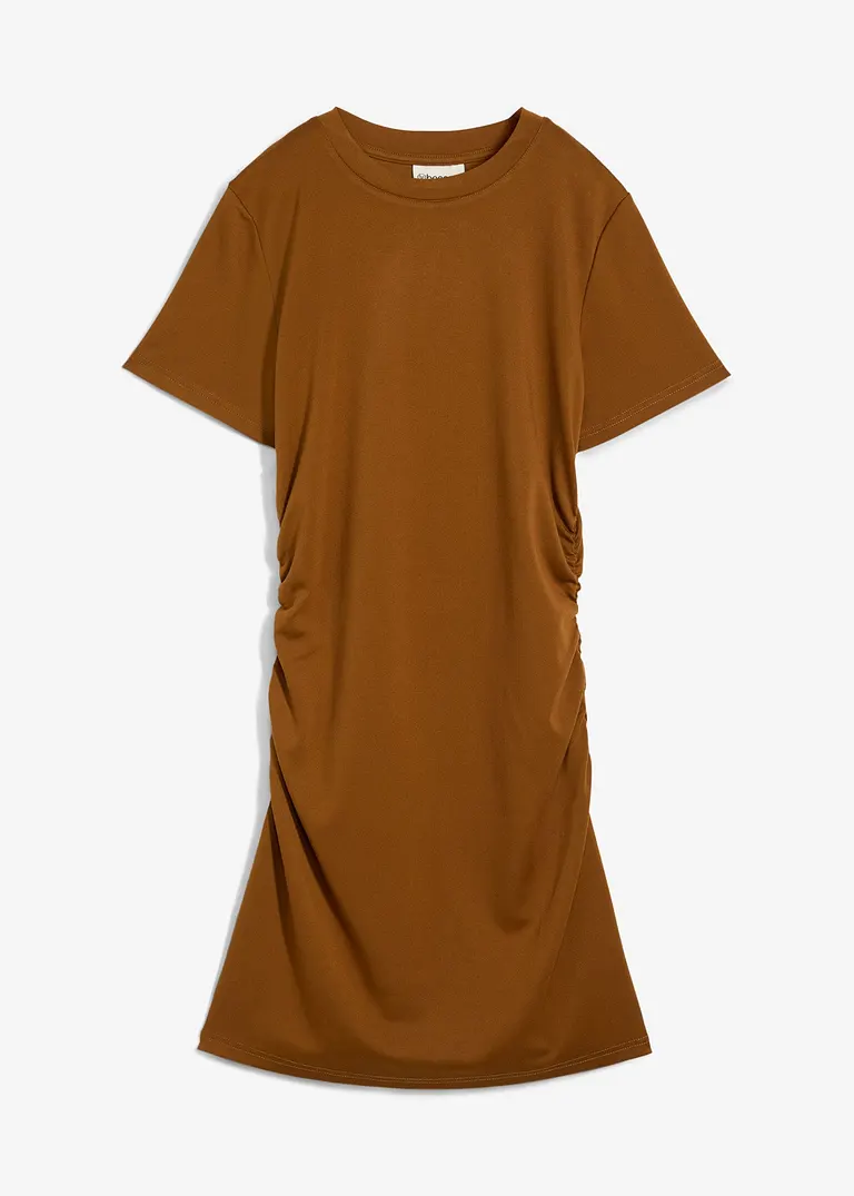 Shirtkleid mit Raffung in braun von vorne - bonprix
