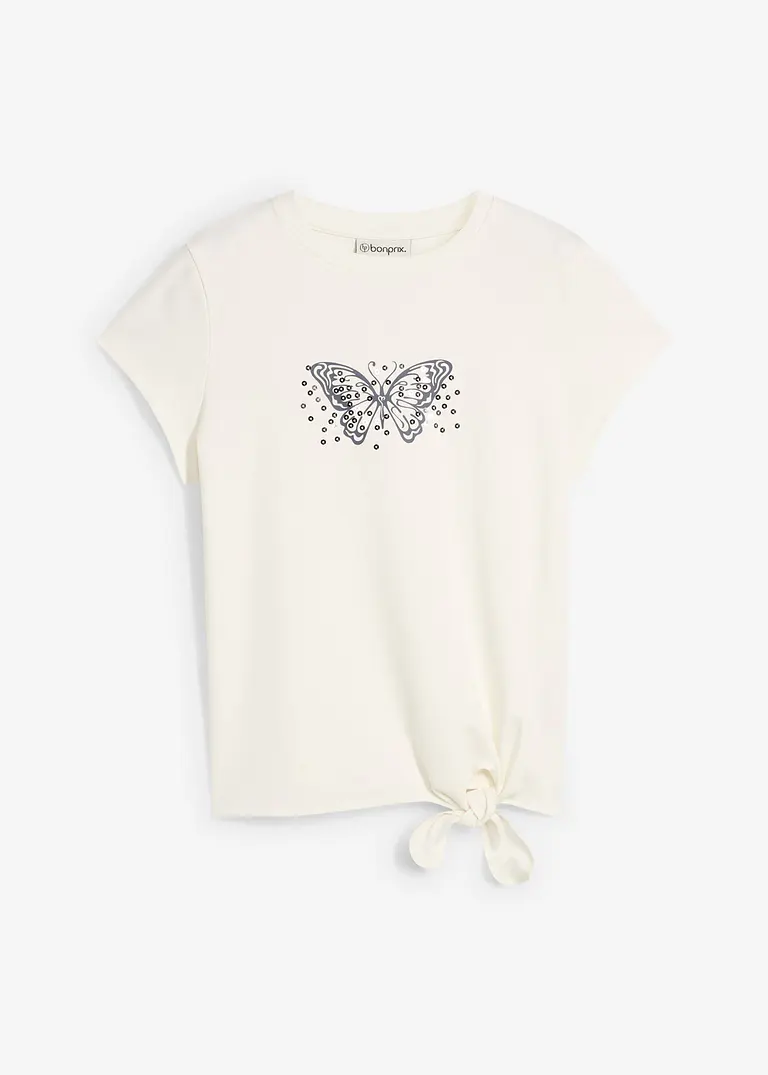 T-Shirt aus reiner Bio-Baumwolle in weiß von vorne - bonprix