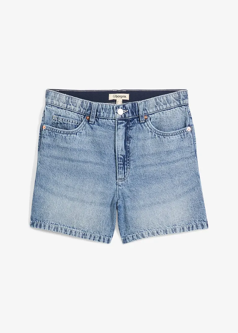 Jeans-Shorts High Waist, Low Stretch in blau von vorne - bonprix