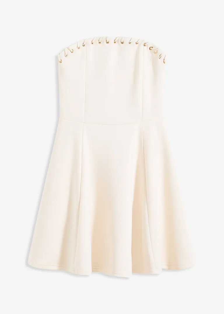 Kleid mit Ketten-Detail in weiß von vorne - bonprix