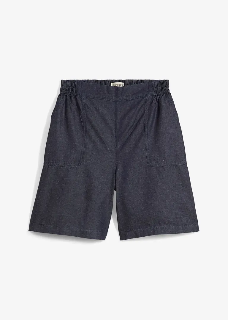 Schlupf-Shorts mit kühlendem Leinenanteil in blau von vorne - bonprix