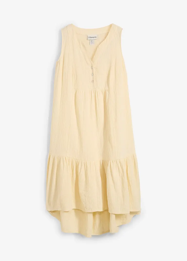 Kleid aus luftigem Musselin in beige von vorne - bonprix