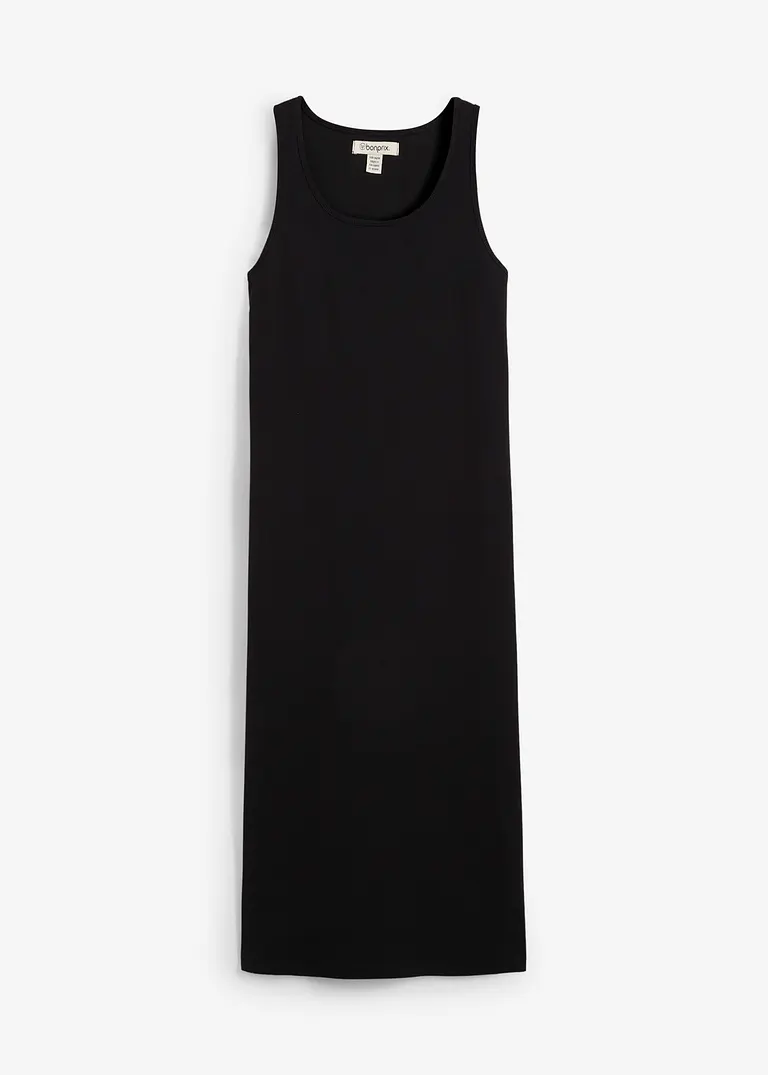 Trägerkleid aus Bio- Baumwoll-Stretch in schwarz von vorne - bonprix