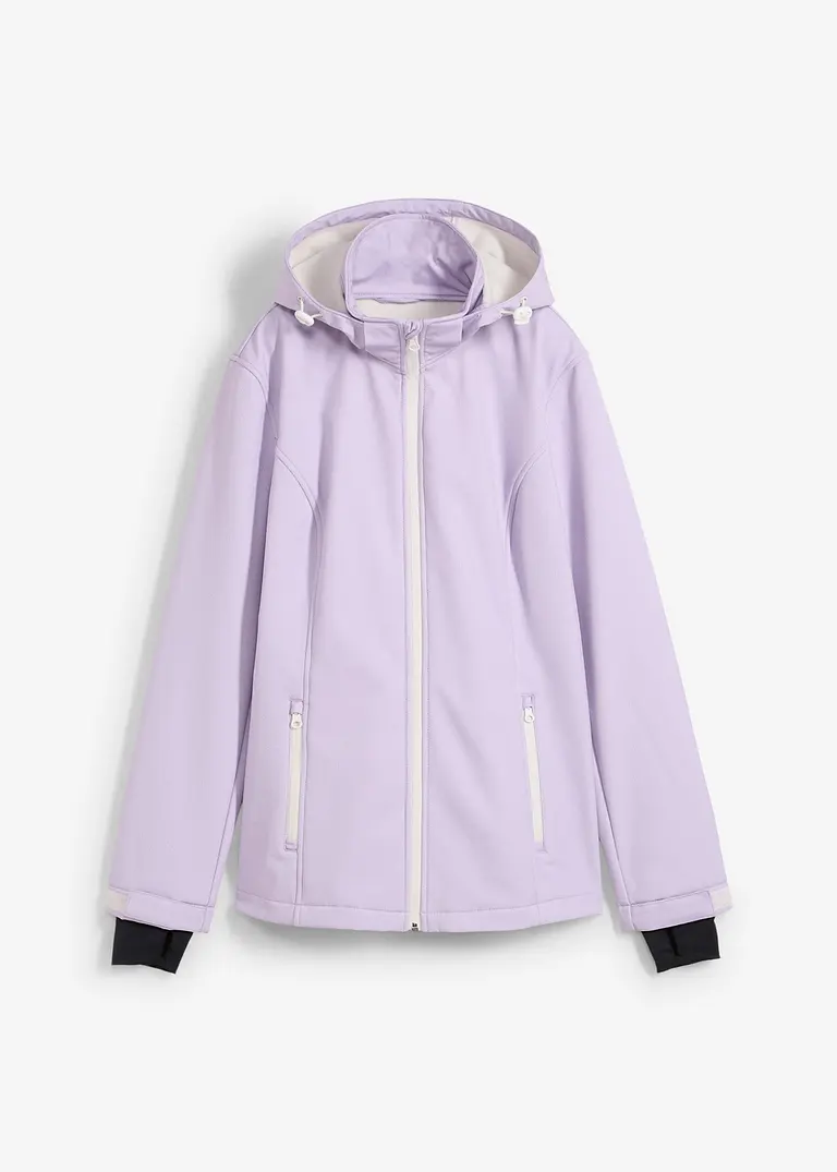 Wasserabweisende Softshelljacke in lila von vorne - bonprix